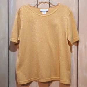 Cathy Daniel's gold dress style t-shirt top large